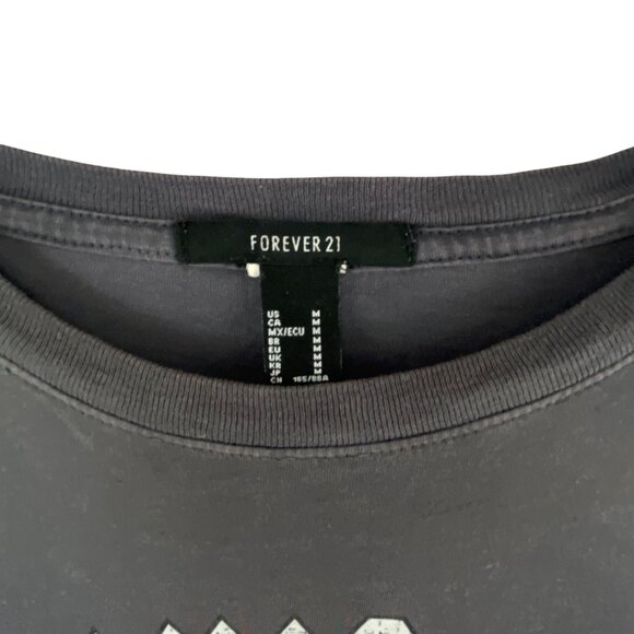 Forever21 Forever Love Graphic Tee Shirt Skeletons Roses Design Size M Grunge - Picture 3 of 6